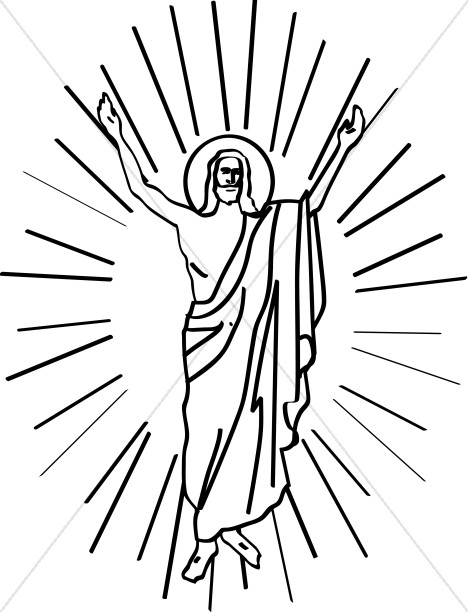 468x612 Line Drawn Risen Christ In Halo Jesus Clipart