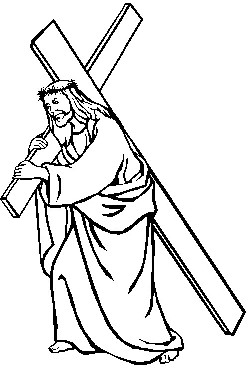 500x738 Jesus Carrying His Cross Coloring Page