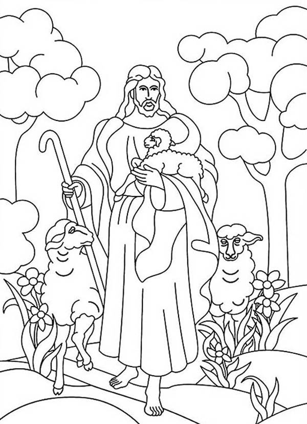 600x827 Jesus Resurrection In Heaven With Lambs Coloring Page