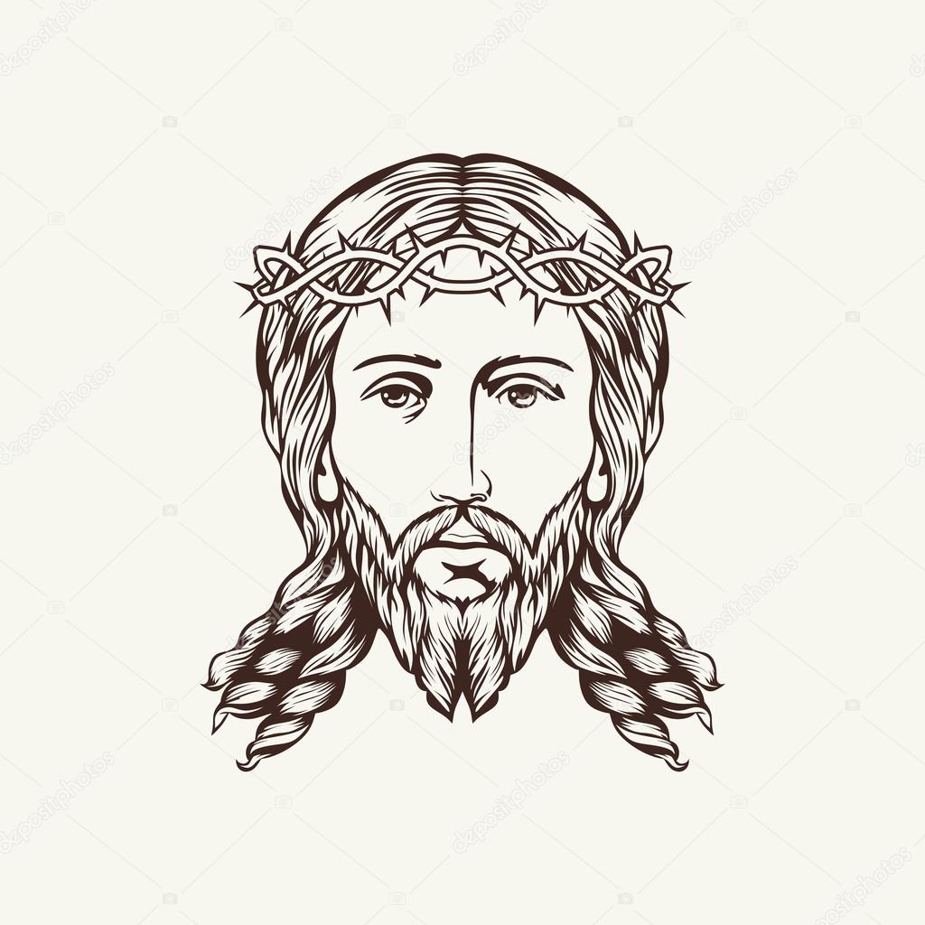 1024x1024 Face Of Jesus Hand Drawn Stock Vector Biblebox