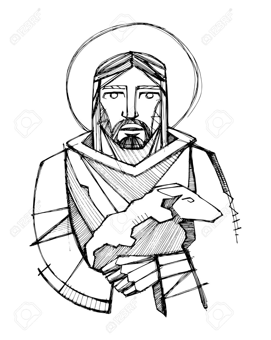 1039x1300 Hand Drawn Vector Illustration Or Drawing Of Jesus Christ As