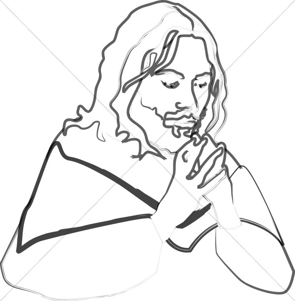 599x612 Prayerful Jesus Portrait Prayer Clipart