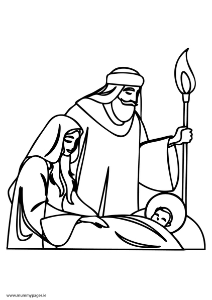 422x597 Mary, Joseph And Baby Jesus Colouring Page Mummypages.mummypages.ie