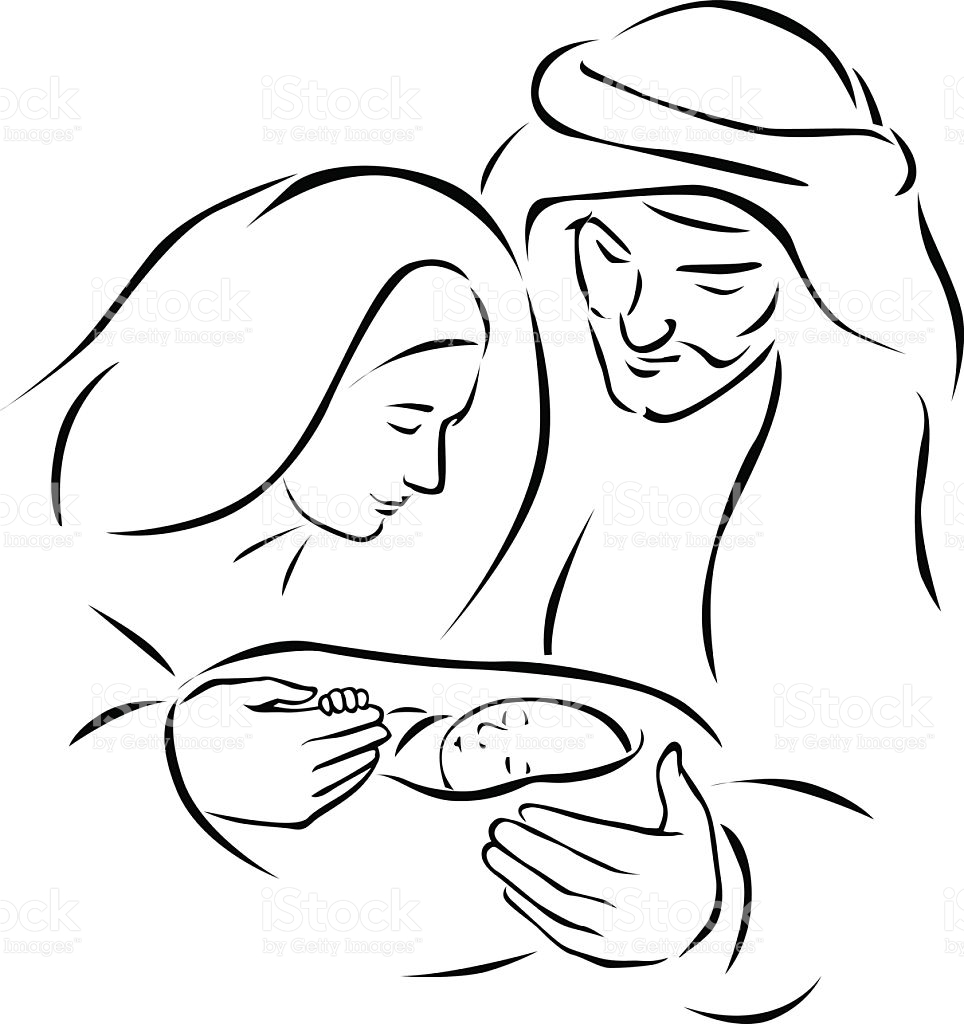 964x1024 Simple Nativity Scene Drawing How To Draw Cartoon With Mary Jesus