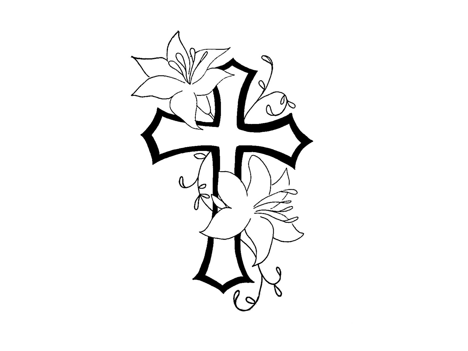 1600x1200 Without Color Jesus Cross Tattoo Design