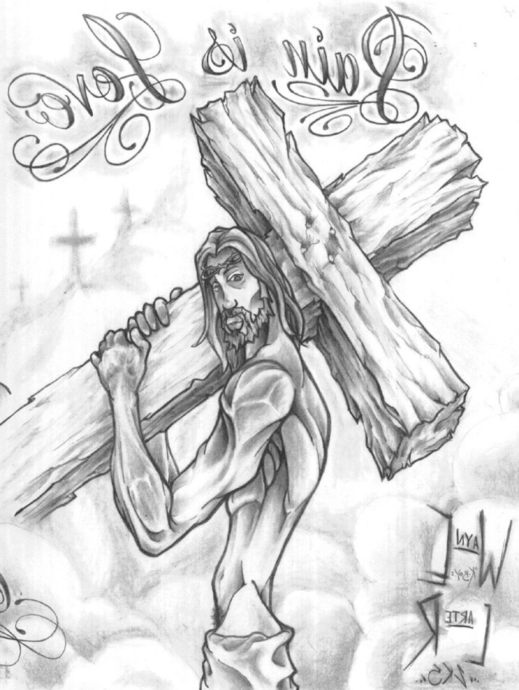1024x1361 Jesus Cross Tattoo Drawings