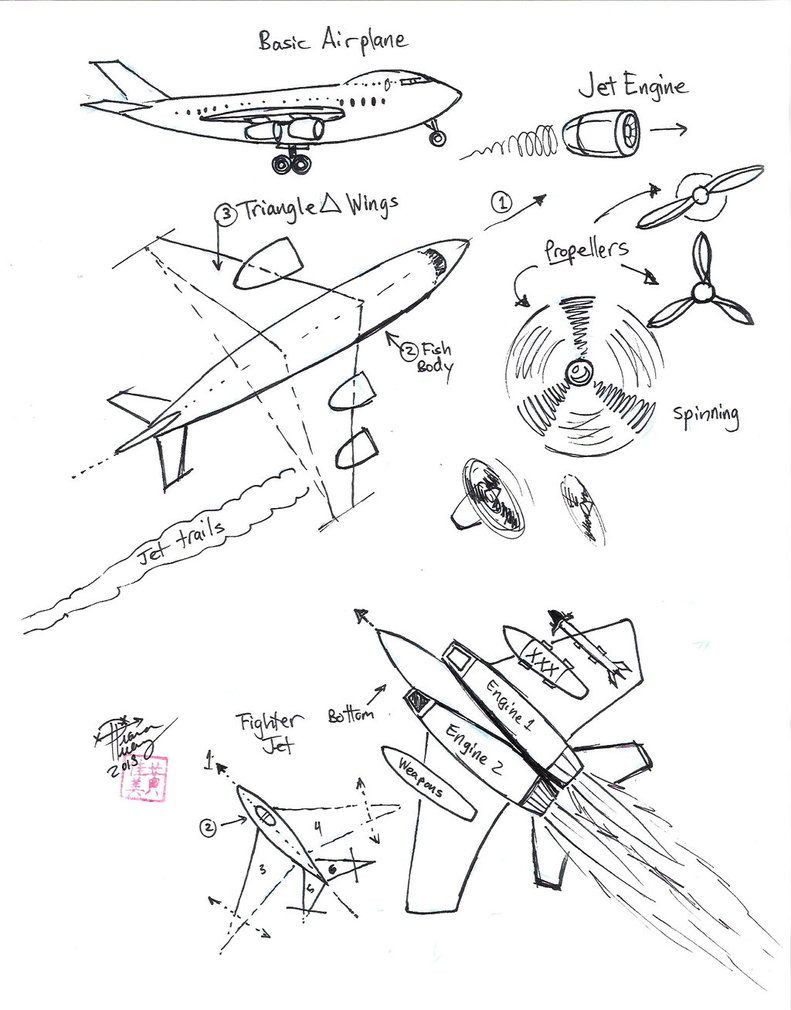 791x1010 Draw Airplane And Jet By Diana Huang