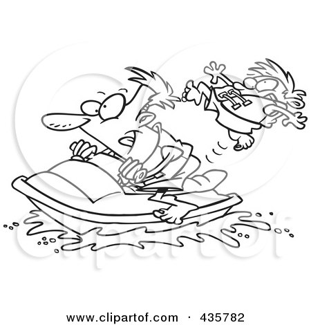 450x470 Line Art Design Of A Father And Son Riding A Jet Ski Posters, Art