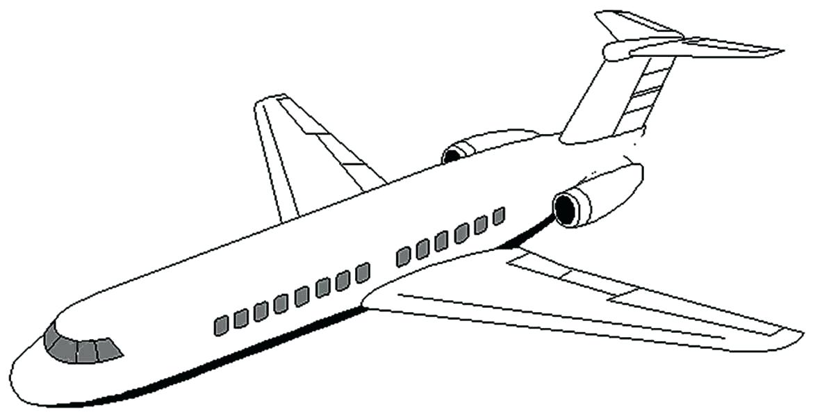 1173x600 Airplane Coloring Book Printable For Amusing Draw Paint Jet Page