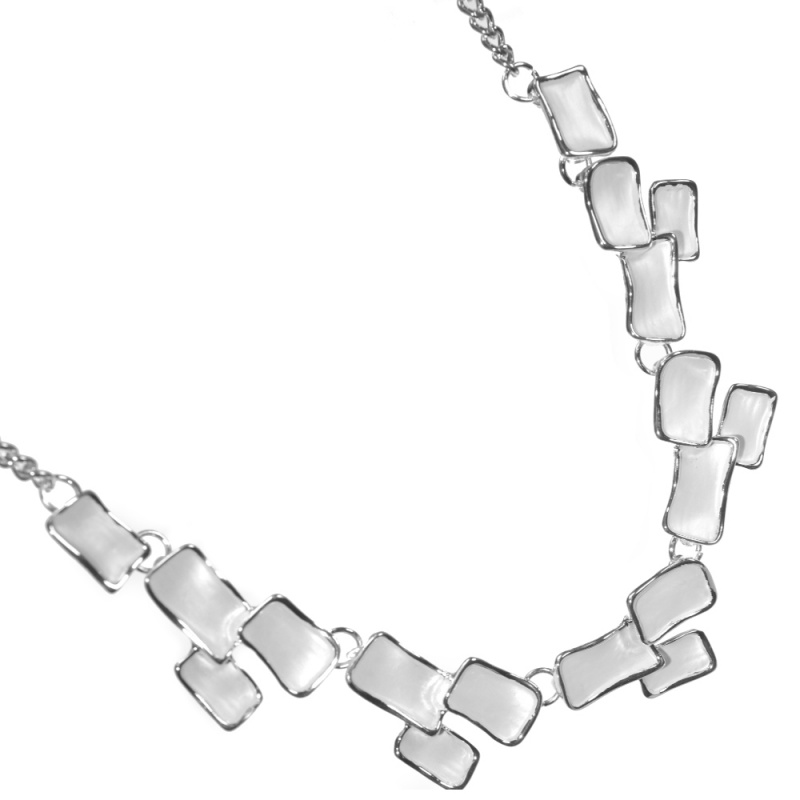 800x800 Fashion Jewellery Matt Silver Statement Necklace With Irregular