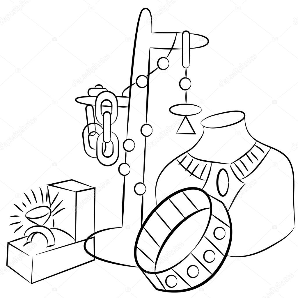 1024x1024 Collectible Antiques Jewelry Drawing Stock Vector