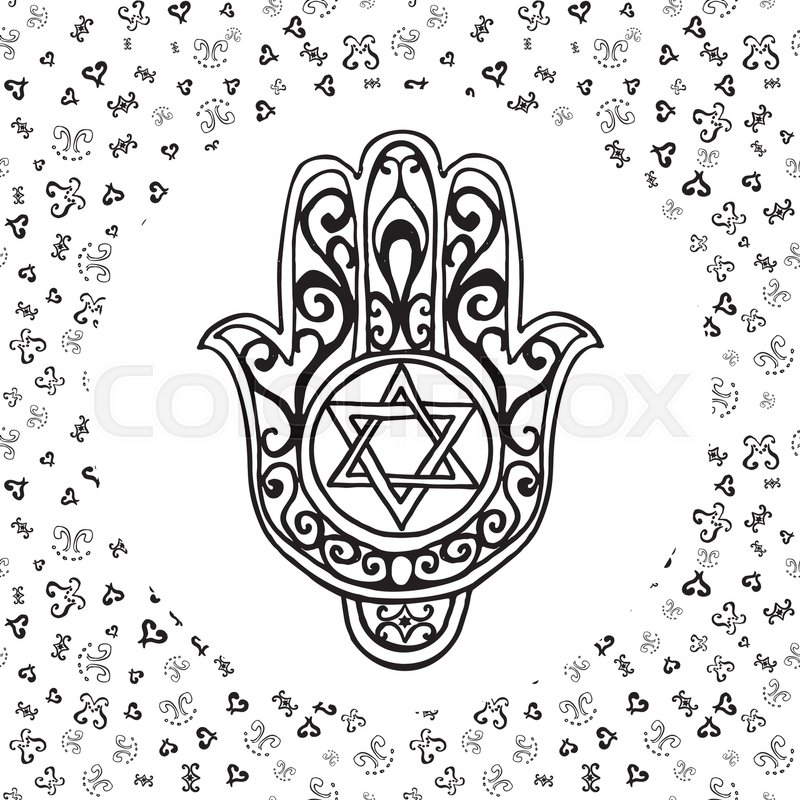 800x800 Hand Drawn Sketch Traditional Jewish Religious Symbols, Hand