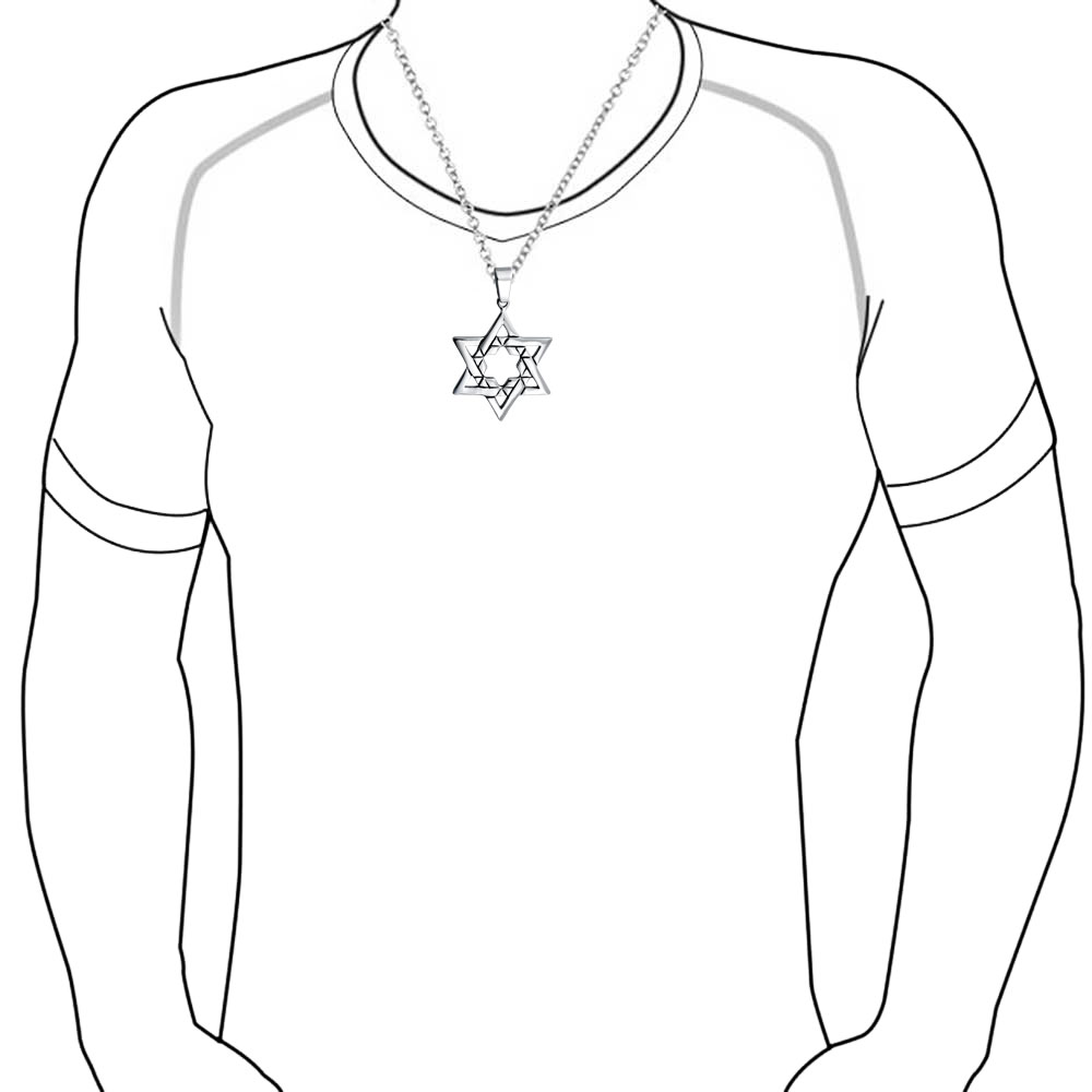 1000x1000 Mens Large Jewish Star Of David Stainless Religious Pendant 20in