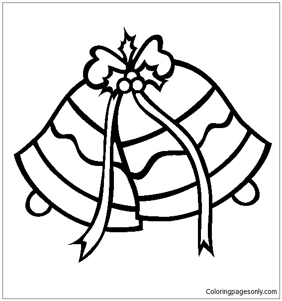 567x604 Christmas Silver Jingle Bells Coloring Page