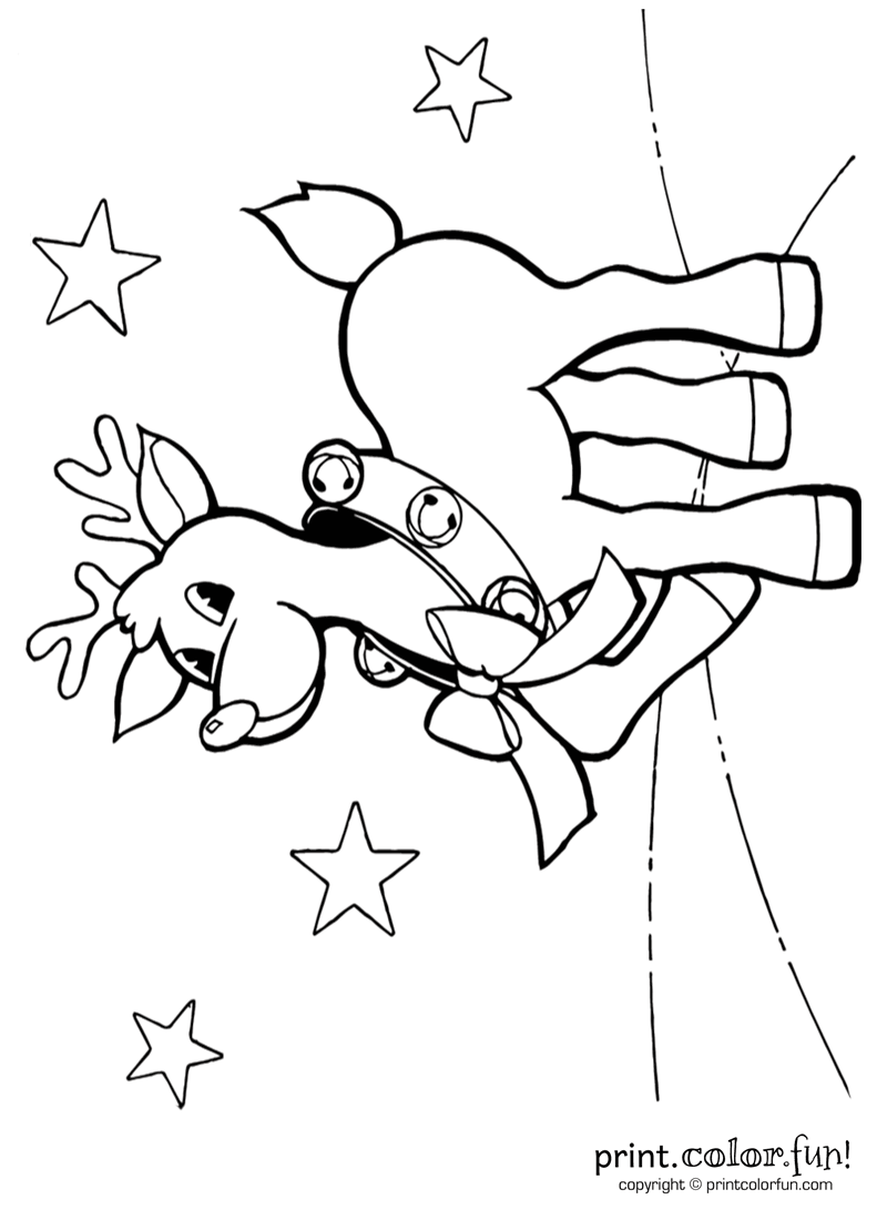 800x1100 Cute Reindeer With Jingle Bells Coloring Page