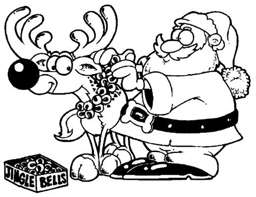 518x399 Santa Puts Some Jingle Bells On Reindeer's Neck For Christmas