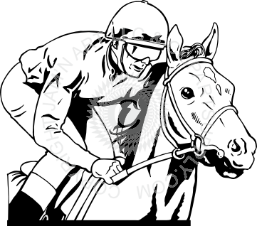 361x318 Horse And Jockey In Black White