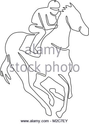 300x416 Drawing Sketch Style Illustration Of Jockey Riding A Horse Racing