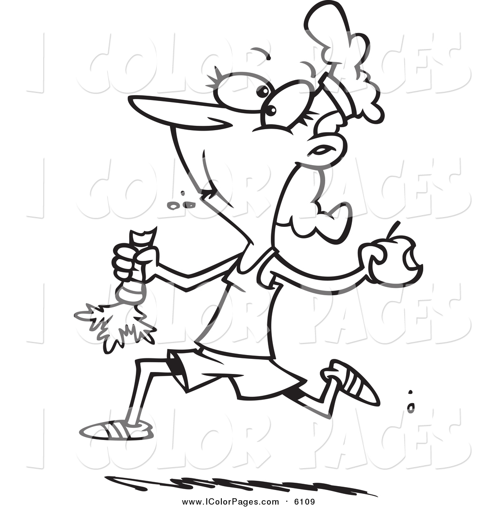 1024x1044 Vector Coloring Page Of A Jogger Eating Her Fruits And Veggies By