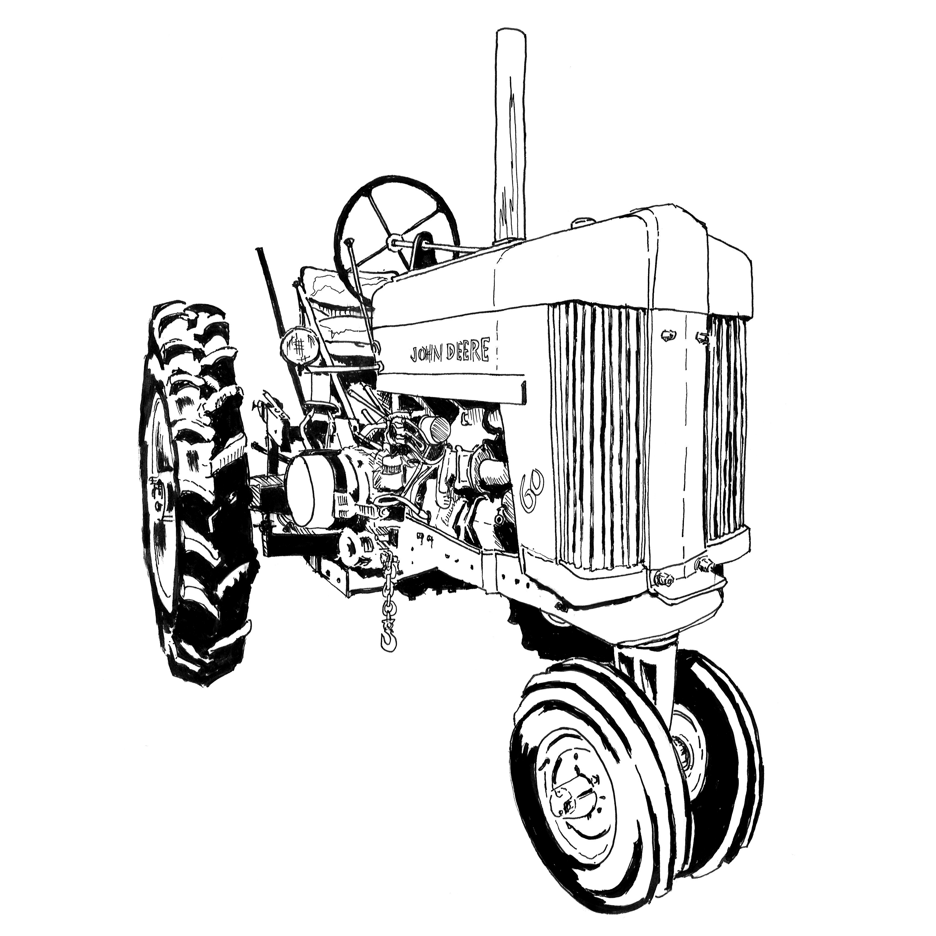 Tractor Coloring John Case Printable Drawing Deere Line Colouring ...