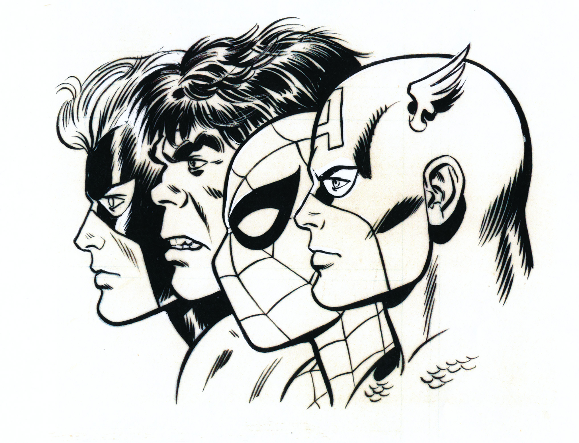 2033x1555 John Romita Sr. Marvel Heroes Headshot Art