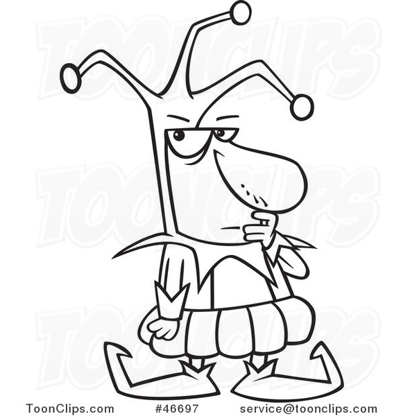 581x600 Cartoon Black And White Bad Joker Guy Thinking