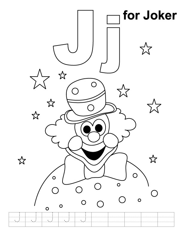 612x792 J For Joker Coloring Page With Handwriting Practice Download