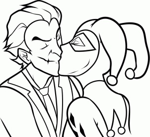 302x275 Free Joker And Harley Quinn Lineart By Free Line Arts