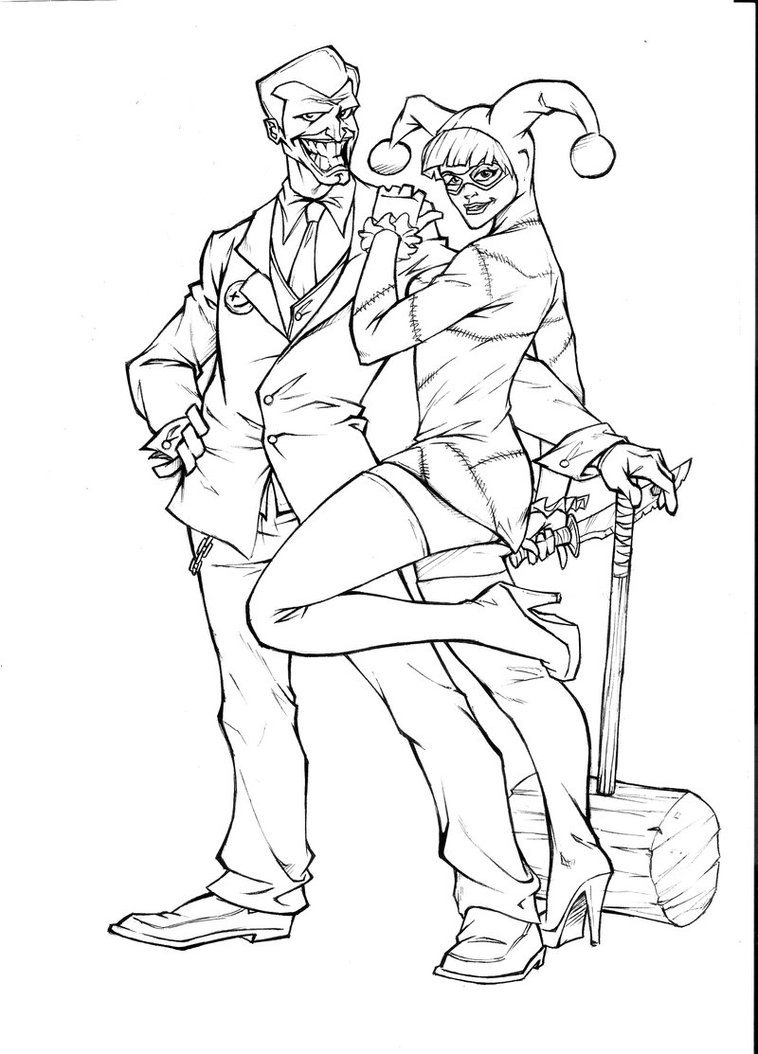 758x1054 Joker Nd Quinn Lineart By Ifesinachi