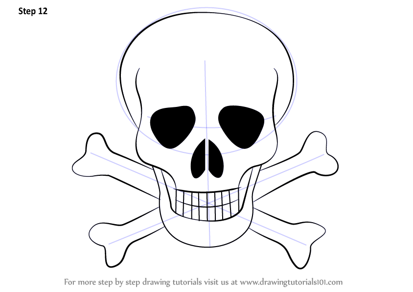 844x598 Learn How To Draw Skull With Crossbones (Skulls) Step By Step