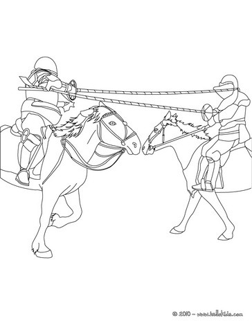 364x470 Knights Jousting On Horseback Coloring Pages
