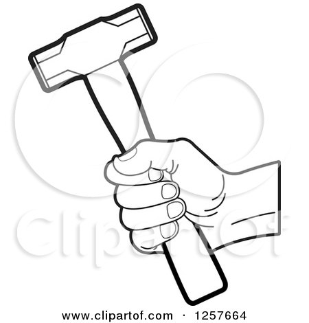 450x470 Clipart Of A White Hand Holding A Hammer