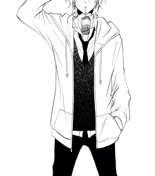 500x566 Delinquint Black And White Anime Boy (How Does That Juice Box Not