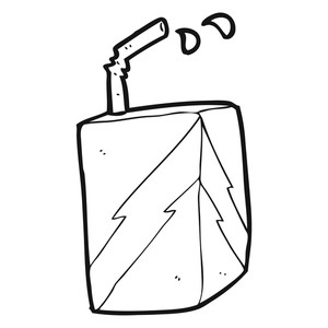 300x300 Freehand Drawn Black And White Cartoon Juice Box Royalty Free
