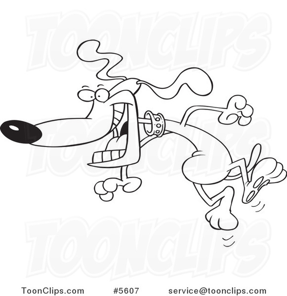 581x600 Cartoon Black And White Line Drawing Of A Happy Dog Jumping