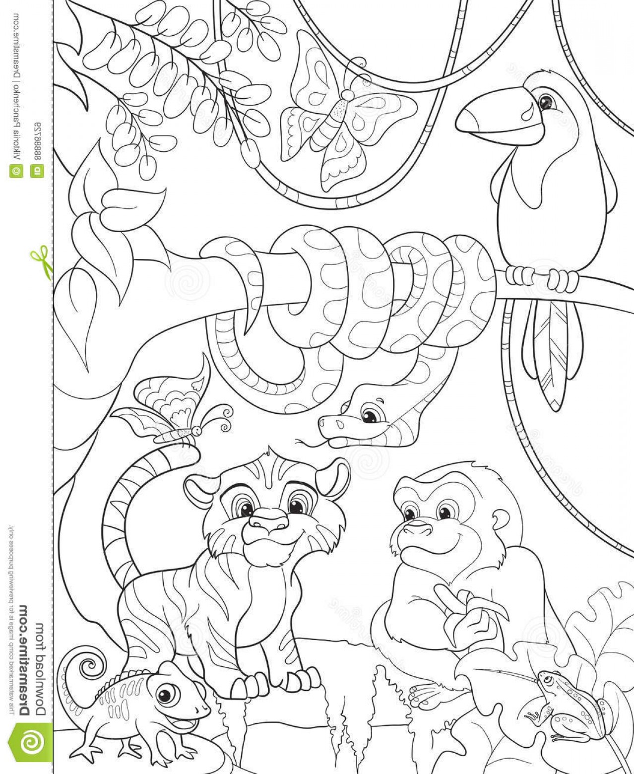 1278x1560 Stock Illustration Jungle Forest Animals Cartoon Vector