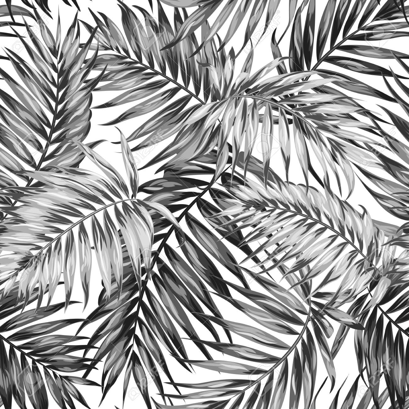 1300x1300 Seamless Hand Drawn Tropic Exotic Botanical Vector Pattern Texture