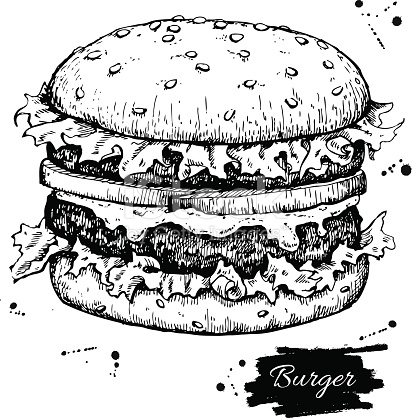 412x418 Drawn Burger Junk Food