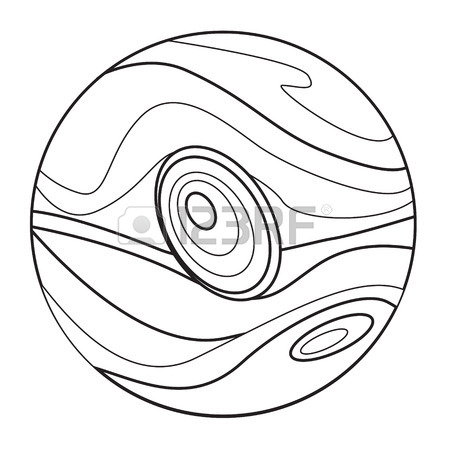450x450 Vector Illustration Of Planet Jupiter In Black And White Doodle