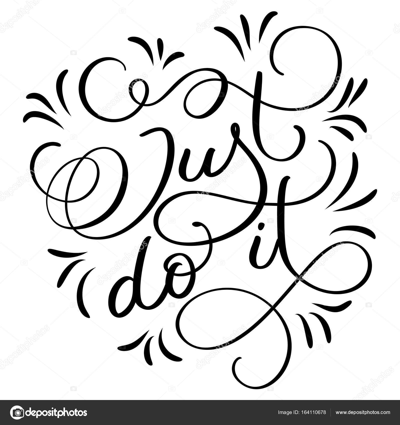 1600x1700 Just Do It Text On White Background. Hand Drawn Calligraphy