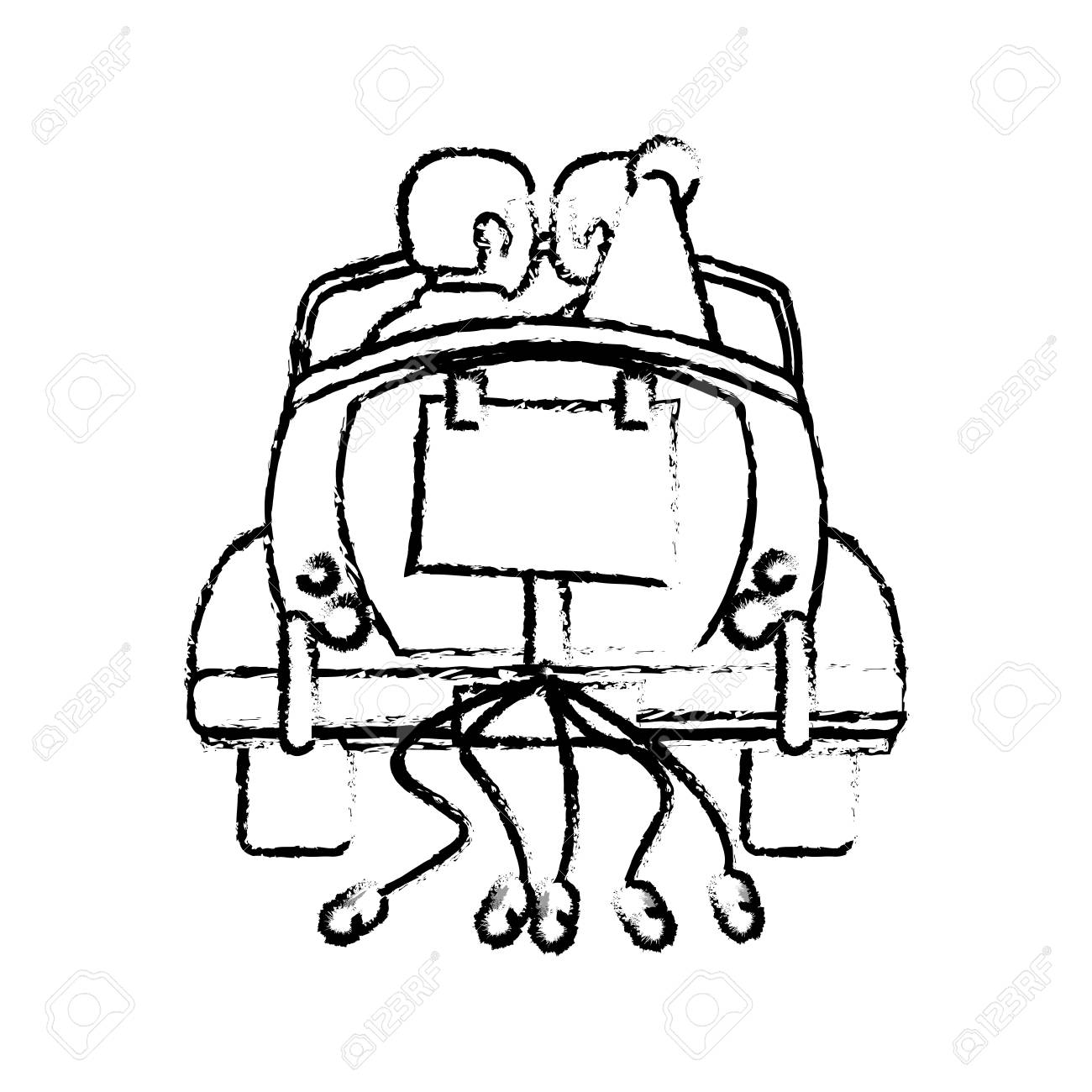 1300x1300 Couple Just Married Car Sketch Vector Illustration Eps 10 Royalty