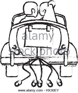 300x360 Classic Car Just Married Sketch Stock Vector Art Amp Illustration