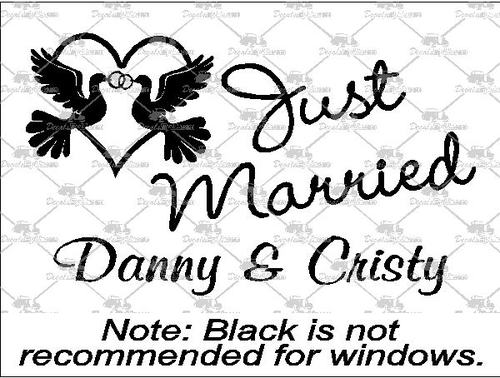 500x378 Best Prices On Just Married Wedding Ring Doves Decals And Stickers