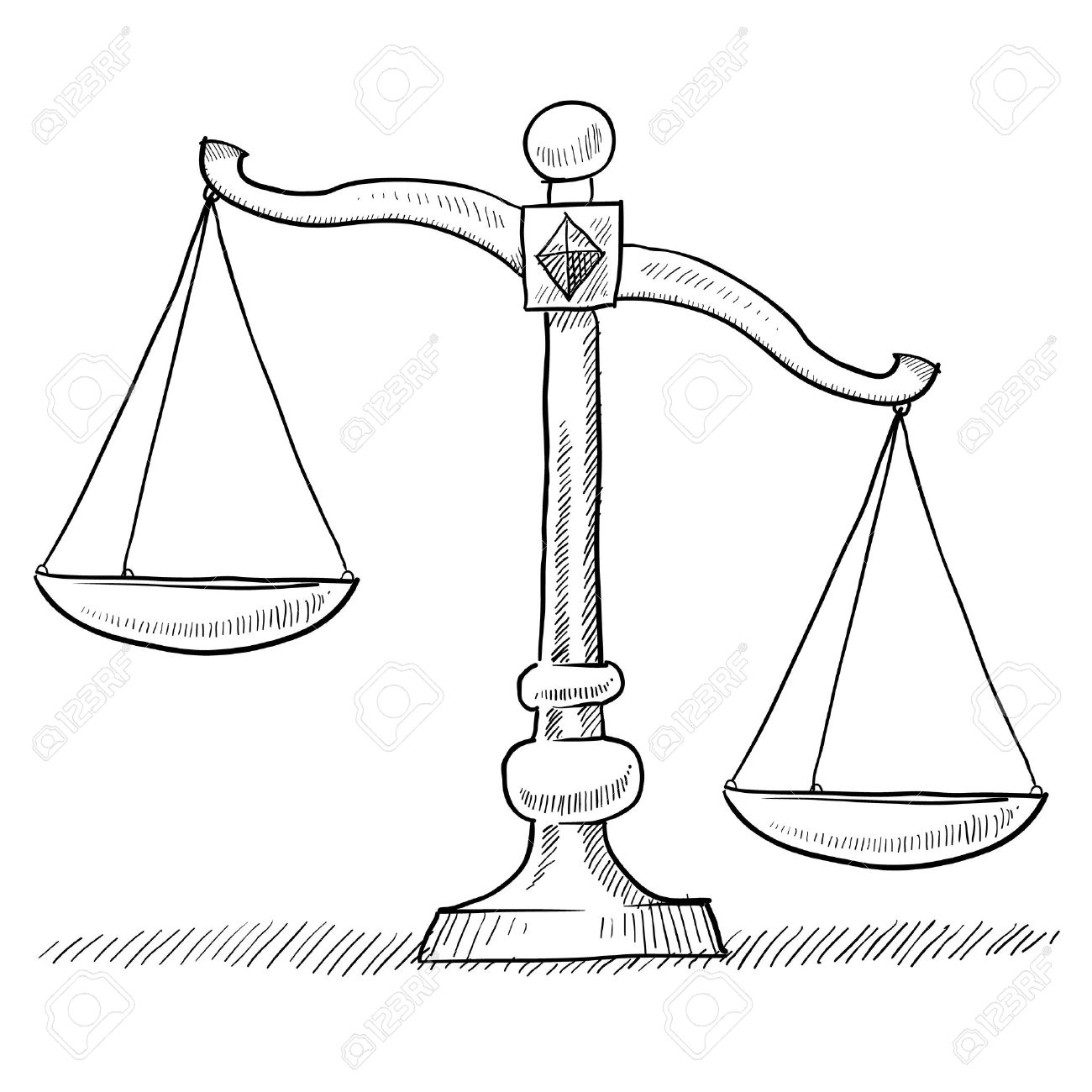 1300x1300 Doodle Style Tipped Or Unbalanced Scales Of Justice Illustration