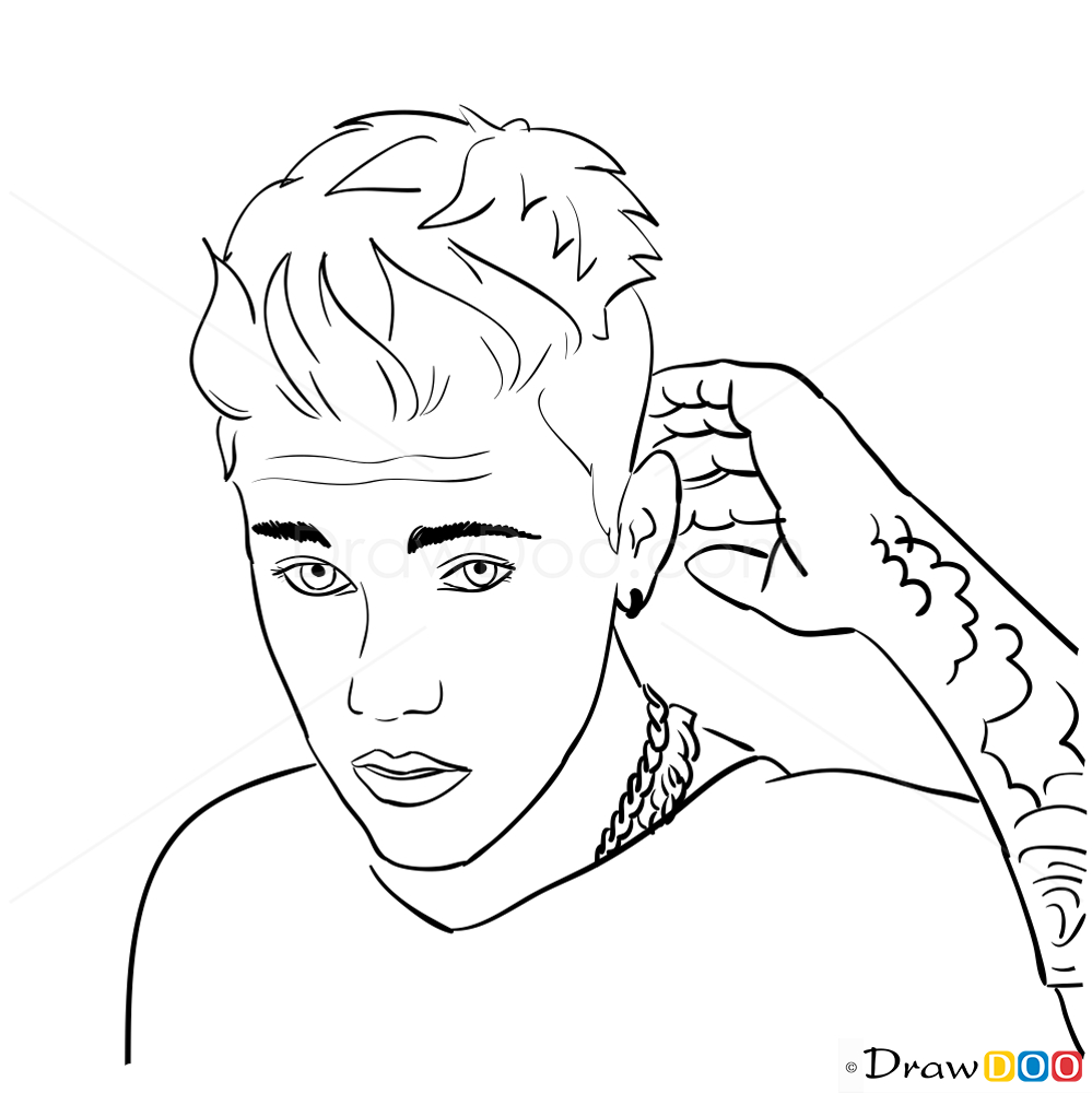 999x1000 Drawing Of Justin Bieber Step By Step