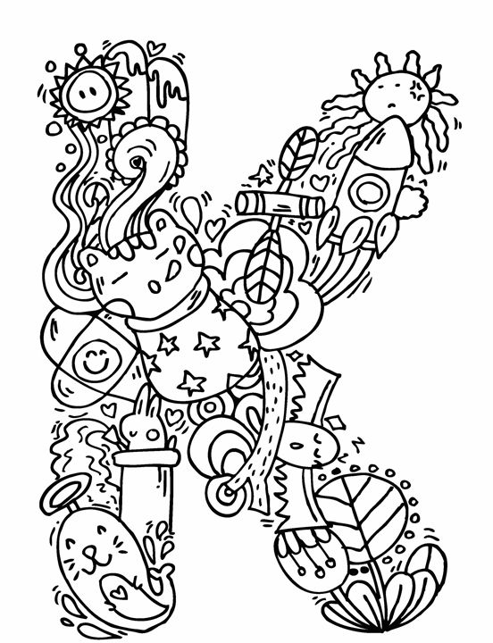 552x720 Alphabet K Doodle Art
