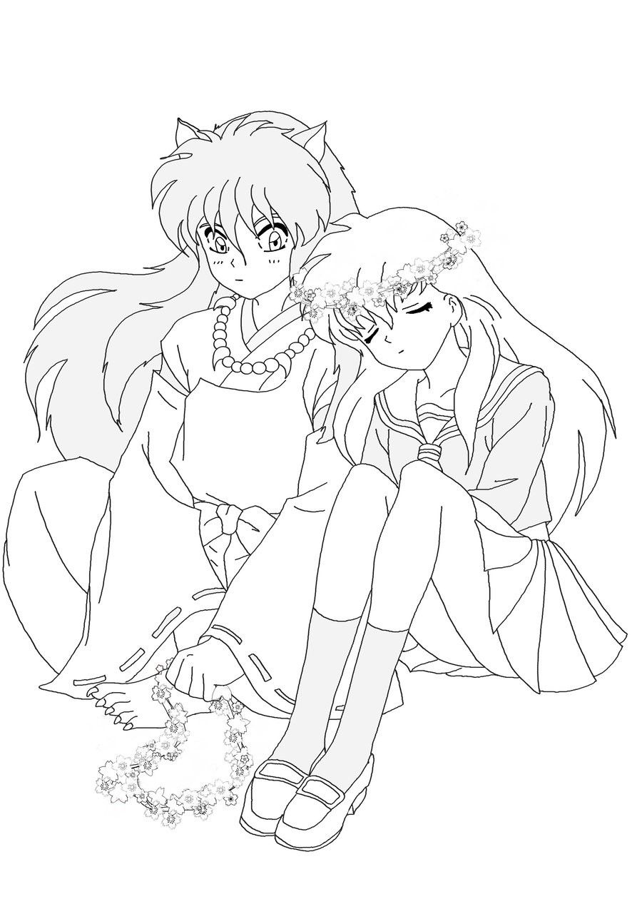 900x1274 Inuyasha And Kagome Coloring Pages Coloring Pages