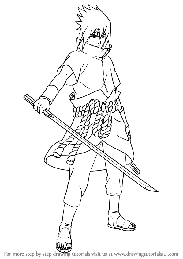 598x844 Learn How To Draw Sasuke Uchiha From Naruto (Naruto) Step By Step