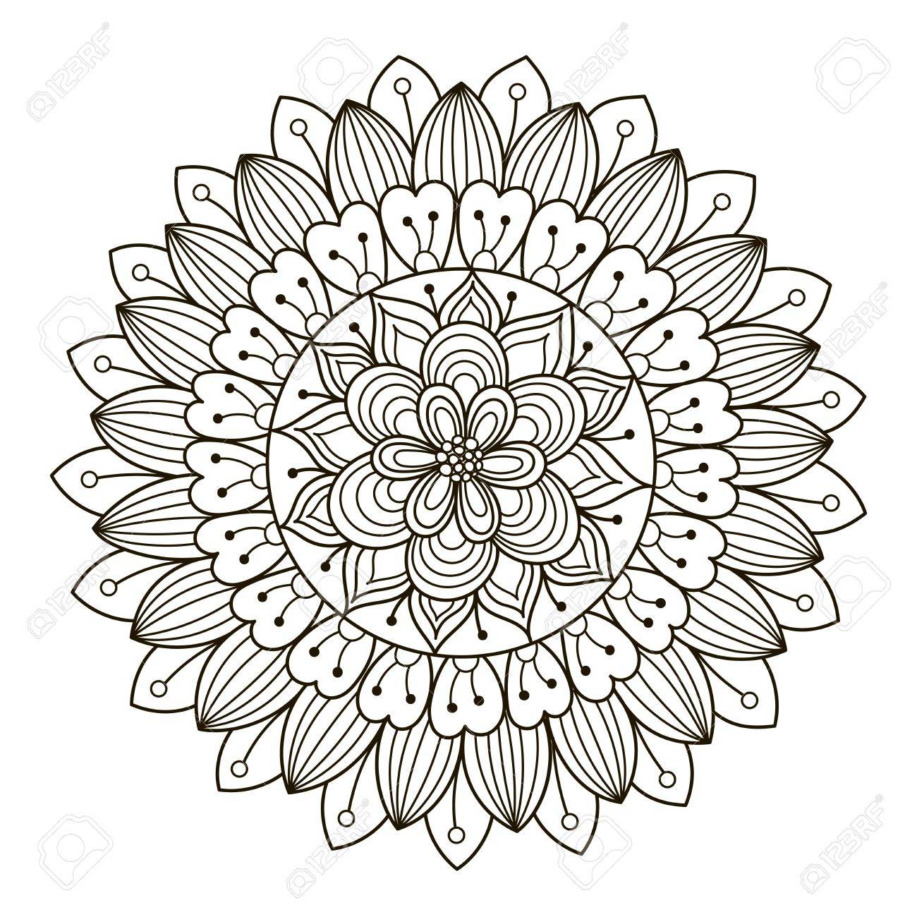 1300x1300 Beautiful Deco Floral Mandala. Vector Round Ornament Pattern