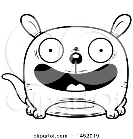 450x470 Clipart Graphic Of A Cartoon Black And White Lineart Happy